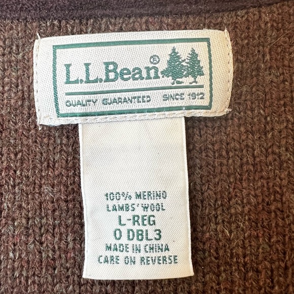 Men’s L.L. Bean Brown Merino Lambs’ Wool Half Zip-Up Sweater Size L - Picture 5 of 6
